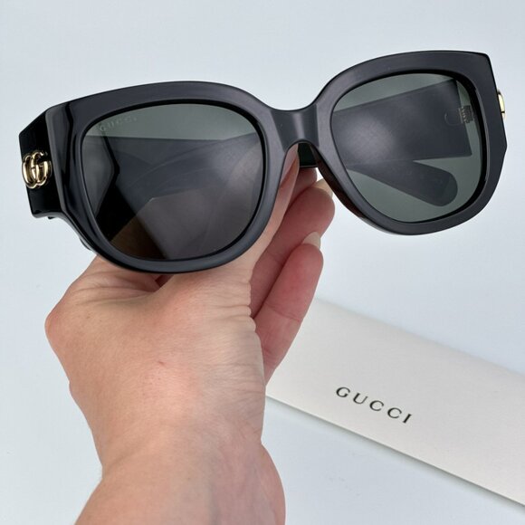 Gucci GG1599SA 001 BRAND NEW Sunglasses Black Grey Women Square - Picture 1 of 11
